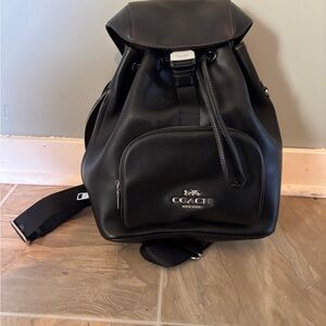 Coach Black Leather Backpack